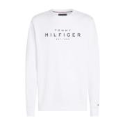 Hvit Sweatshirt med Broderte Logoer