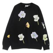 Blomstertrykk Crewneck Sweatshirt Svart