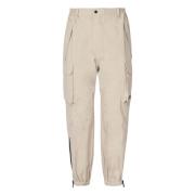 Beige Cargo Bukser med Elastisk Midje