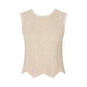 Beige Crocheted Topp