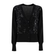 Paljett Brodert Ull Cardigan