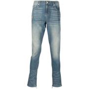 Blå Brodert Skinny Jeans