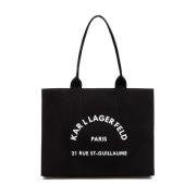 Tote L Svart Canvas Sirkulær Logo