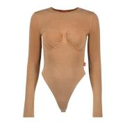 Beige T-Finne Body for kvinner