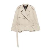 Beige Oversize Bomull Trench Coat