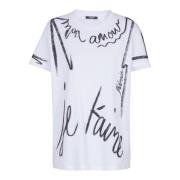 T-skjorte med korte ermer med 'Je t'aime' print