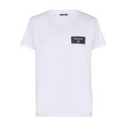 Hvit Logo Patch Crew Neck T-skjorte