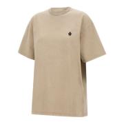 Beige Bomull T-skjorte med Brodert Logo