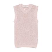 Rose Pink Paljett Crew Neck Genser