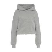 Grå Cropped Hoodie med preget logo