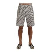 Elegant Stripet Bomull Lin Shorts