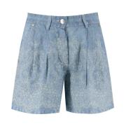 Lin Denim Mønster Blonder Shorts