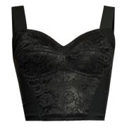 Svart Jacquard Blonde Bustier Skjorte