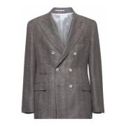 Brun Stripet Lin Silke Blazer Jakke