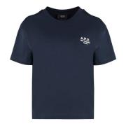 Bomull crew-neck T-skjorte, ribbet hals