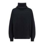 Ull Turtleneck Sweater med Logo Patch