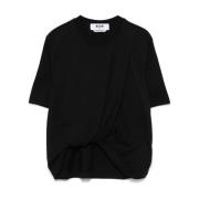 Svart Twist Detalj Crew Neck T-skjorte