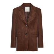 Brun Faux Suede Oversized Blazer