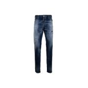 Menns Knapp Jeans med Distressed Detaljer