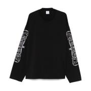 Sort Crew Neck Langermet T-skjorte