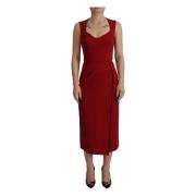 Rød Bodycon Midi Kjole