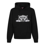 Svart Sweatshirt med Stilig Broderi