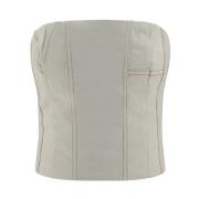 Off-Shoulder Bustier Top med Kontrastsøm