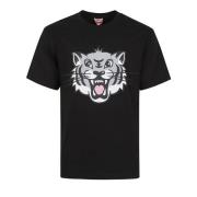 Svart Happy Tiger T-skjorte