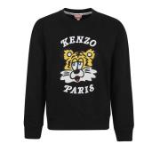 Sort Crew Neck Brodert Genser