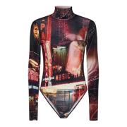 Rød Velvet Bodysuit med Pigalle Print