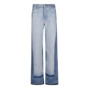 Blå To-Farget Straight-Leg Jeans