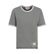 Kontrast Ribbet Crew Neck Bomull T-skjorte