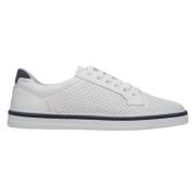 Hvite Perforerte Herre Skinn Sneakers for Sommeren Er00111305