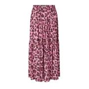 Leopardmønstret Maxi Skjørt Neon Rosa