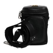 Svart skinn Crossbody kameraveske