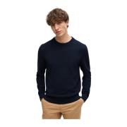 Marine Crew-Neck Sweater i Bomull