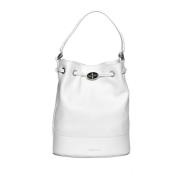 Hvit Lær Bucket Bag Eleganse