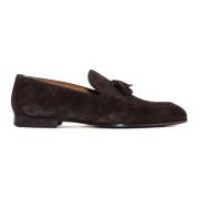 Brune Semskede Loafers med Tassel Detalj