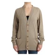 Beige Cashmere Ull Cardigan Genser