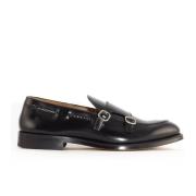 Sort skinn dobbel spenne loafers