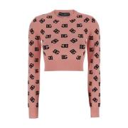 Rosa Logo Print Crop Sweater Kvinne