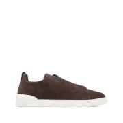 Brun Slip-On Sneakers Elastiske Stropper