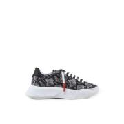 Slangeprint Skinn Sneakers Svart Hvit