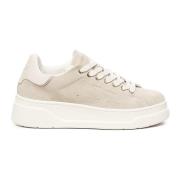 Sand Semsket Sneakers med Platina Detaljer