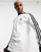 adidas Originals adicolor three stripe long sleeve t-shirt in white