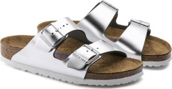 Birkenstock Women's Arizona Soft Footbed Lena Metallic Silver