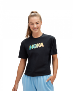 Hoka 1153374Women's Topo Logo Short Sleeve Black