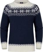 Women’s Snøkrystall Round Neck Ullgenser Navy Blue/Beige/White