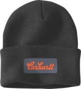 Carhartt Men's Knit Cuffed Script Patch Beanie Black