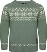 Gridarmor Kids' Snøkrystall Round Neck Ullgenser Green/white